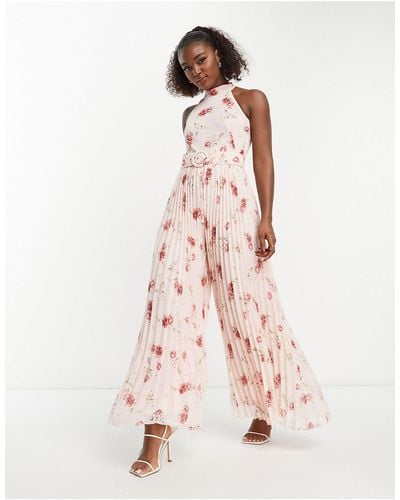 Style Cheat High Neck Belted Jumpsuit - Pink
