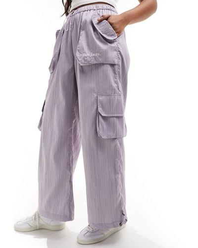 Sixth June Texture Nylon Cargo Trousers - Purple