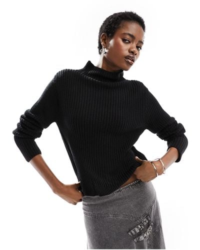 Monki Knit Turtleneck Long Sleeve Sweater - Black