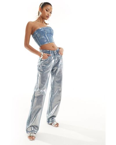 SIMMI Simmi – gerade geschnittene jeans aus em metallic-denim, kombiteil - Blau
