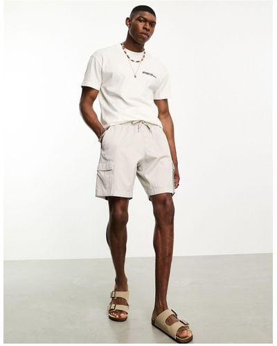 Abercrombie & Fitch Pantalones cortos beis claro utilitarios sin cierres - Blanco