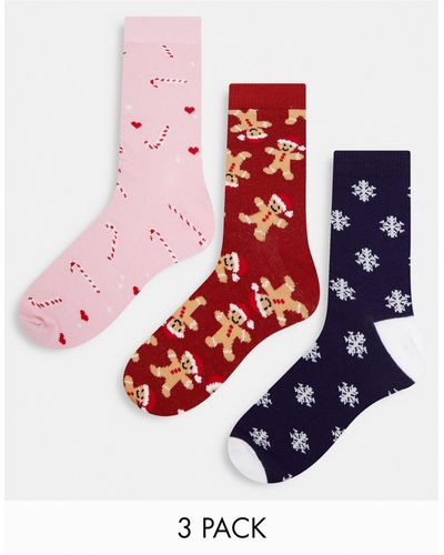 ASOS Kerstcadeauset Van 3 Paar Grappige Sokken - Wit