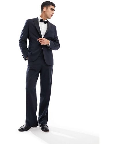 ASOS Wide Tuxedo Suit Trouser - Blue