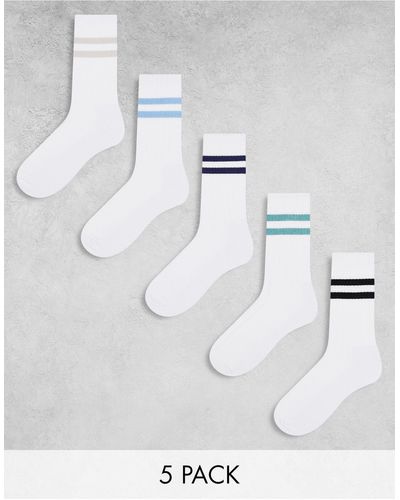 ASOS 5 Pack Coloured Stripe Socks - White