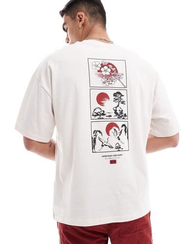 SELECTED Oversized T-shirt With Japan Flower Backprint - White
