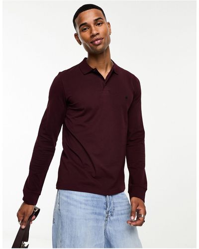 French Connection Long Sleeve Polo - Red