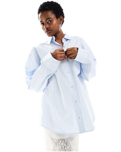 Collusion Poplin Oversized Shirt With Buckle Back - White
