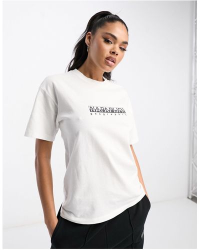 Napapijri – box – locker geschnittenes t-shirt - Weiß