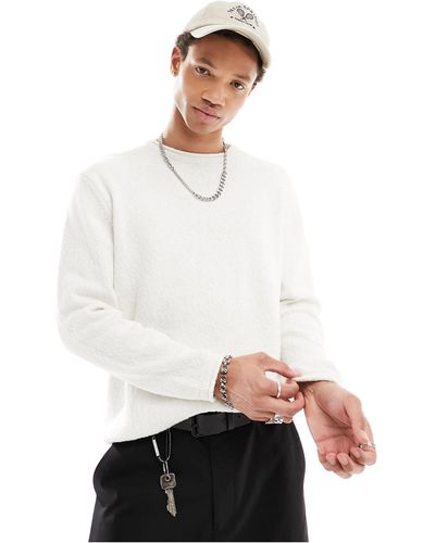 Pull&Bear Textured Fine Knitted Sweater - White