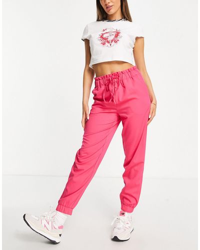 Y.A.S Bea Tie Waist Tapered Trousers - Pink