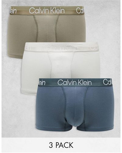 Calvin Klein Modern Structure Cotton Trunks 3 Pack - Grey