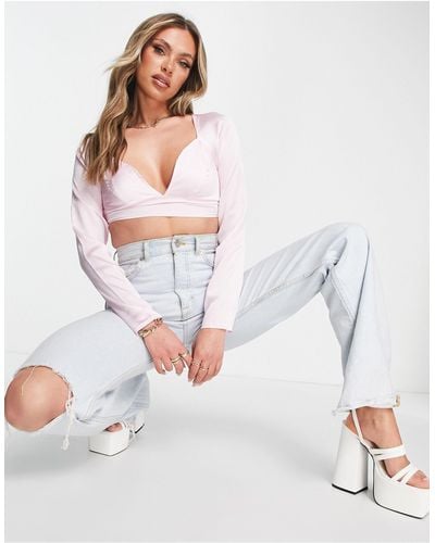 Missguided Long Sleeve Crop Top - White