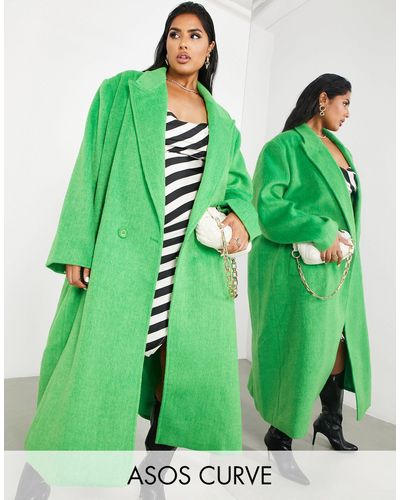 ASOS Curve – longline-mantel aus einer wollmischung - Grün