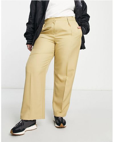ASOS Asos design curve - everyday - pantalon fluide coupe masculine - taupe - Blanc