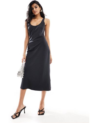 Pretty Lavish Satin Slip Midi Dress - Black