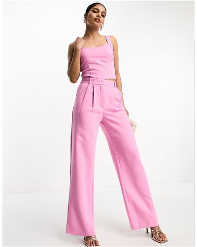 Abercrombie & Fitch Pantalon large d'ensemble habillé - Rose