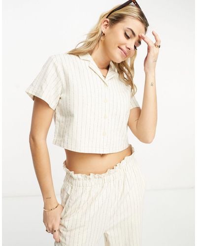 Vero Moda Button Through Cropped Shirt Co-ord - White