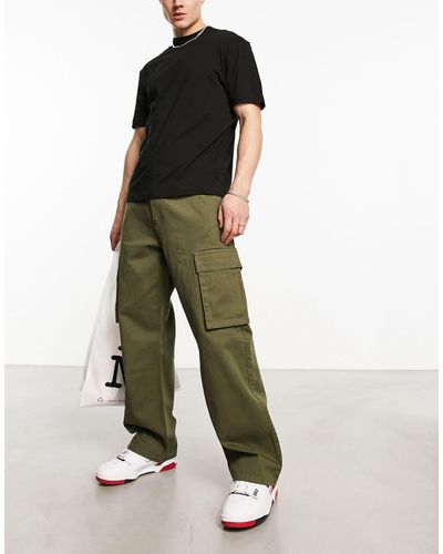 Dr. Denim Omar Wide Fit Cargo Trousers - Green