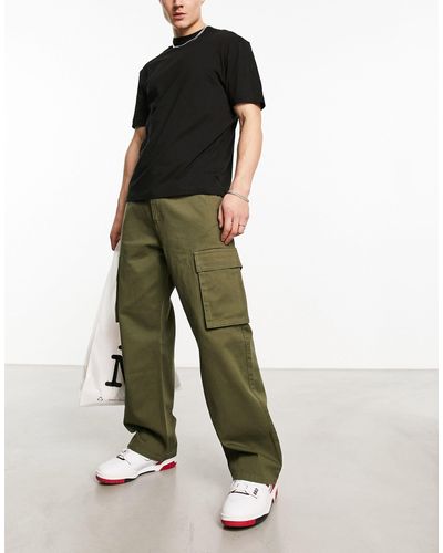 Dr. Denim Omar - pantaloni kaki cargo a fondo ampio - Verde