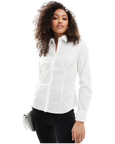 Mango Long Sleeve Fitted Shirt - White