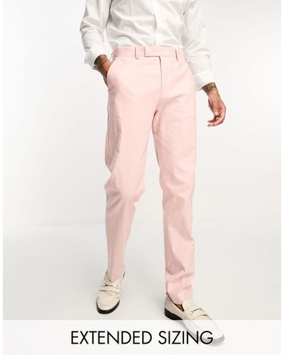 ASOS – sehr eng geschnittene anzughose aus leinenmix - Pink