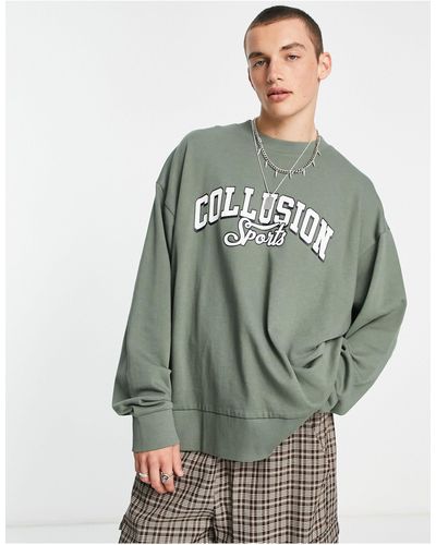 Collusion Sweatshirt Met Varsity Print - Grijs