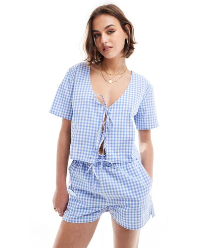 ASOS Top With Tie Front - Blue