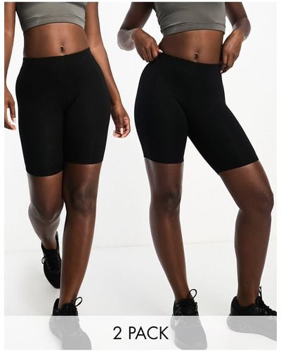ASOS Hourglass 2 Pack Basic legging Shorts - Black