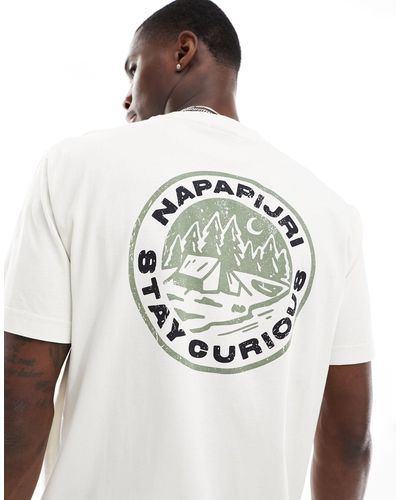 Napapijri Kotcho - t-shirt sporco con grafica sul retro - Bianco