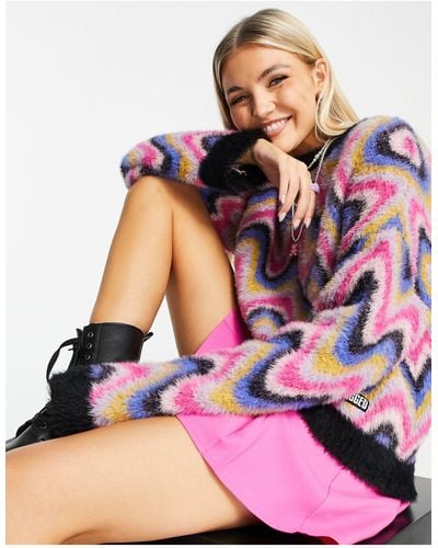 The Ragged Priest Oversized Fluffy Jumper - Pink