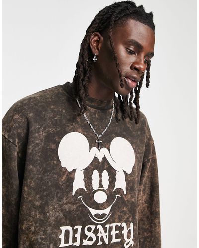 ASOS Punk Mickey Co-ord Oversized Sweatshirt With Disney Prints - Brown