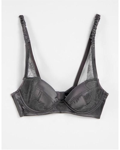 ASOS Ember High Apex Lace Moulded Bra - Grey