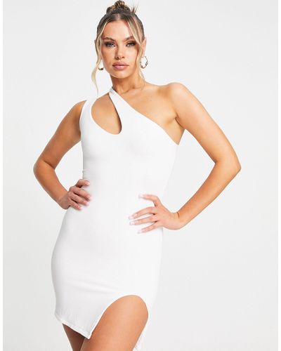 Naked Wardrobe One Shoulder Cut Out Mini Dress - White