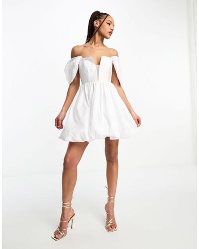Forever New Corset Puff Sleeve Mini Dress - White