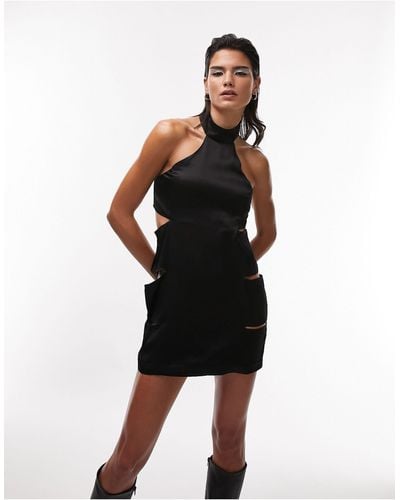 TOPSHOP Premium Limited Edition Slash Mini Dress - Black