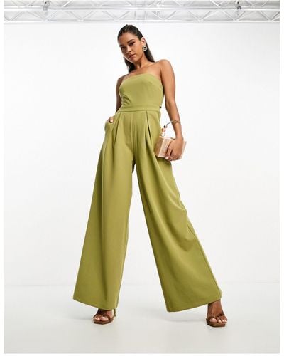 Pretty Lavish Bandeau Jumpsuit With Pockets - Green