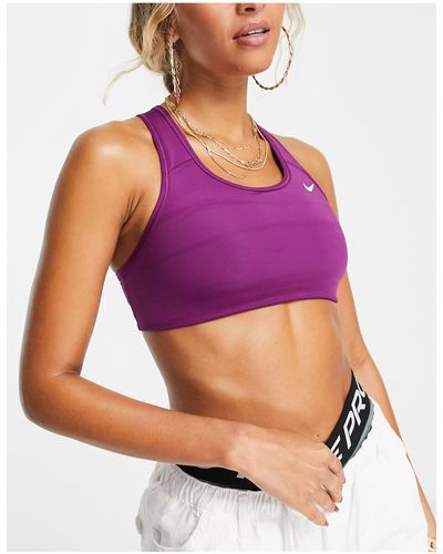 Nike Swoosh dri-fit - reggiseno sportivo a supporto medio taglio lungo - Viola