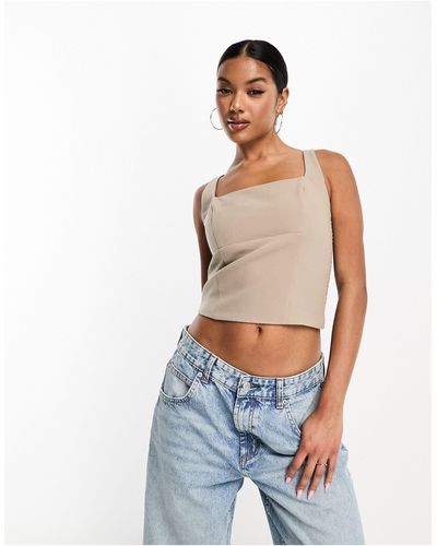 Abercrombie & Fitch Top beis áceo - Blanco