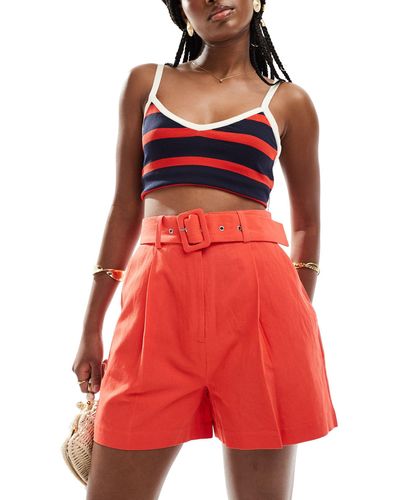 ASOS Tailo Belted Short With Linen - Red