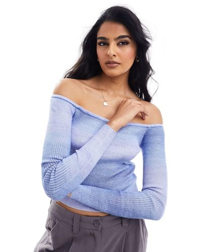Cotton On Cotton On Off Shoulder Ribbed Knit Top - Blue