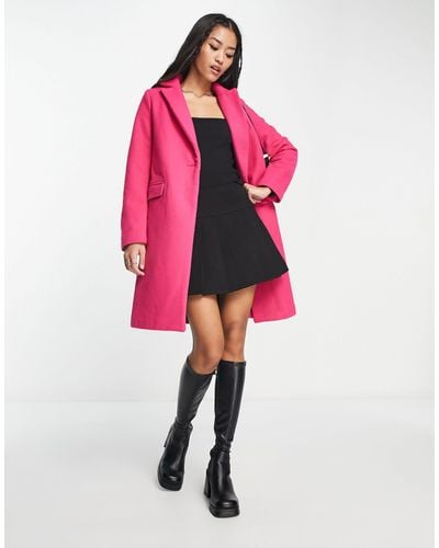 New Look Formal Lined Button Front Coat - Red