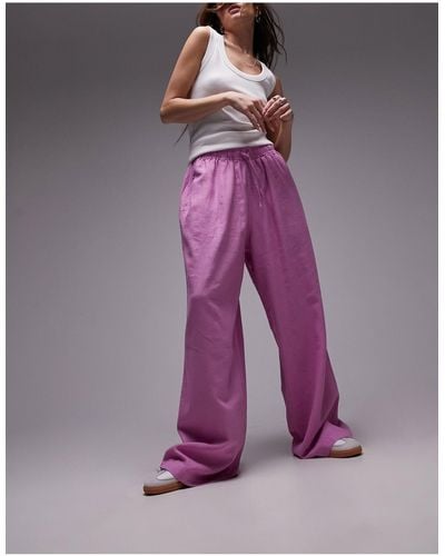 TOPSHOP Linen Blend Balloon Trouser - Purple