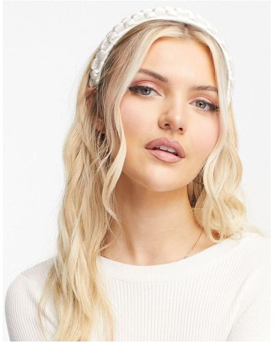 Glamorous Woven Padded Headband - White