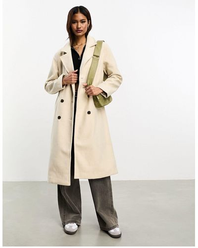 Vero Moda Abrigo largo color con doble botonadura - Blanco