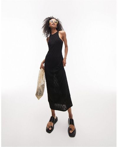 TOPSHOP Midi-jurk Van Jersey Met Geruite Textuur - Zwart