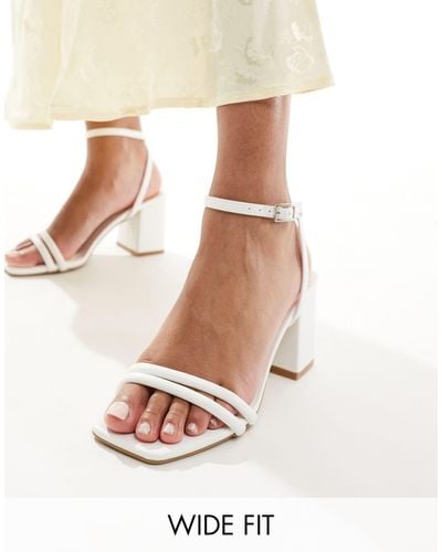 Truffle Collection Wide Fit Block Heel Sandal - White