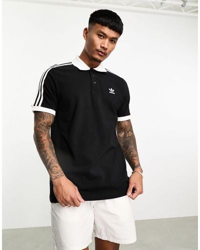 adidas Originals Adicolor Classics 3 Stripe Polo Top - Black