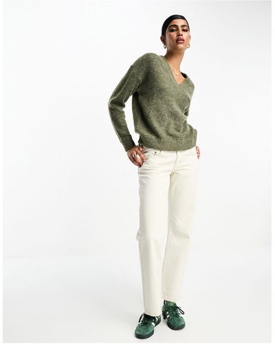 SELECTED Femme V Neck Knitted Sweater - Green