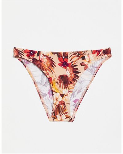Figleaves Slip bikini color visone con stampa di foglie - Bianco