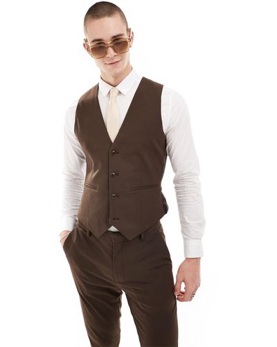 ASOS Skinny Suit Waistcoat - Brown
